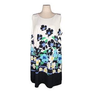 Jessica Howard 18W floral shift dress white blue black sleeveless plus